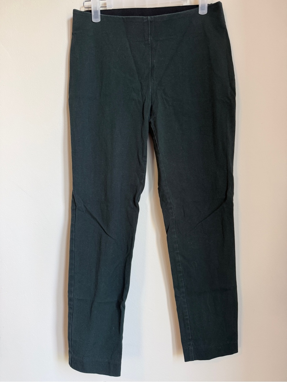 A New Day Pants Size 2 Dark Green Side Zip Slim Straight Stretch